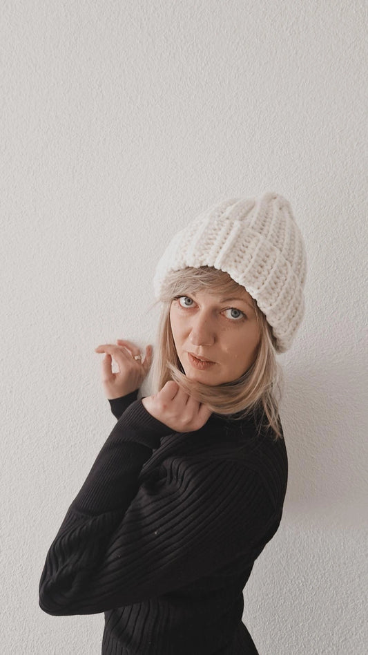 Chunky Beanie in Weiss